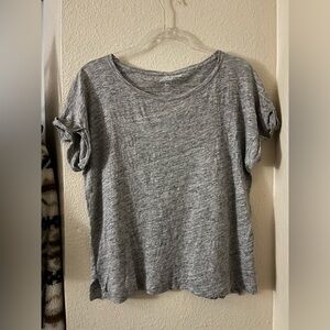 J. Crew Heathered Gray Linen Top t- shirt size medium
